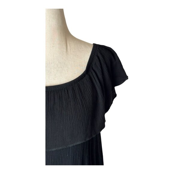Becca Coverup Women Medium Black Off The Shoulder Flowy Mini Swim Swimwear - Picture 6 of 10